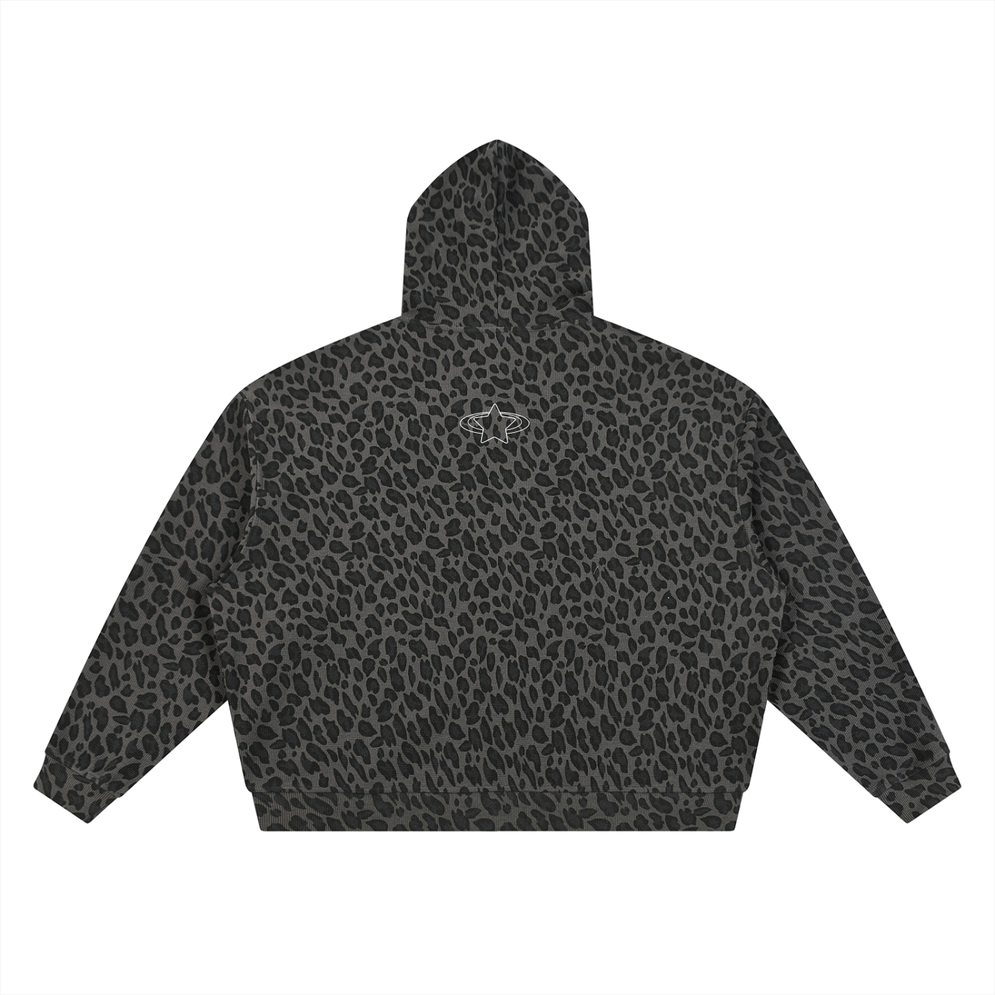 Leopard Print Waffle Zip Up Hoodie
