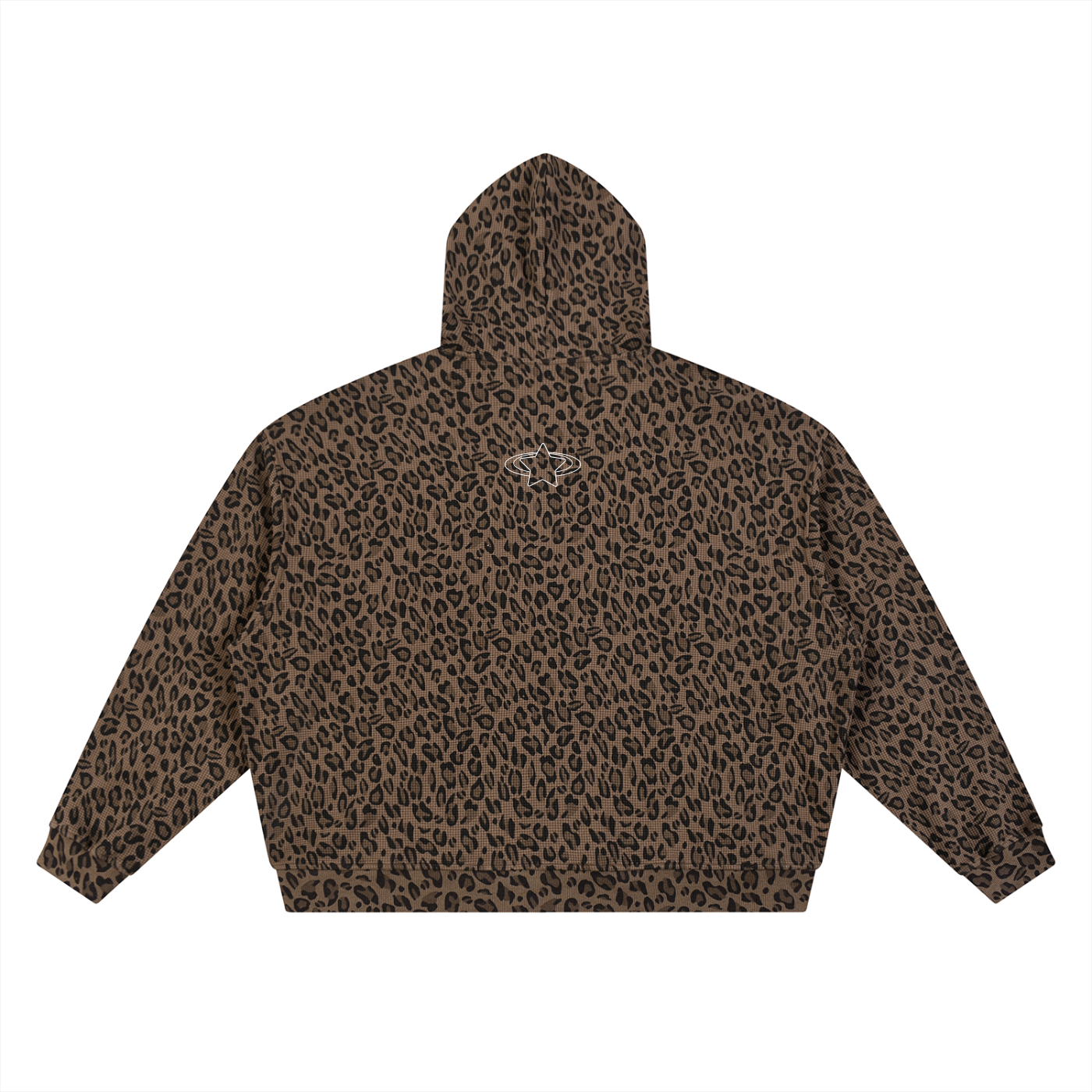 Leopard Print Waffle Zip Up Hoodie